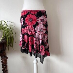 Vintage y2k floral Womens Aysmmetrical Skirt Sz S fairycore coquette